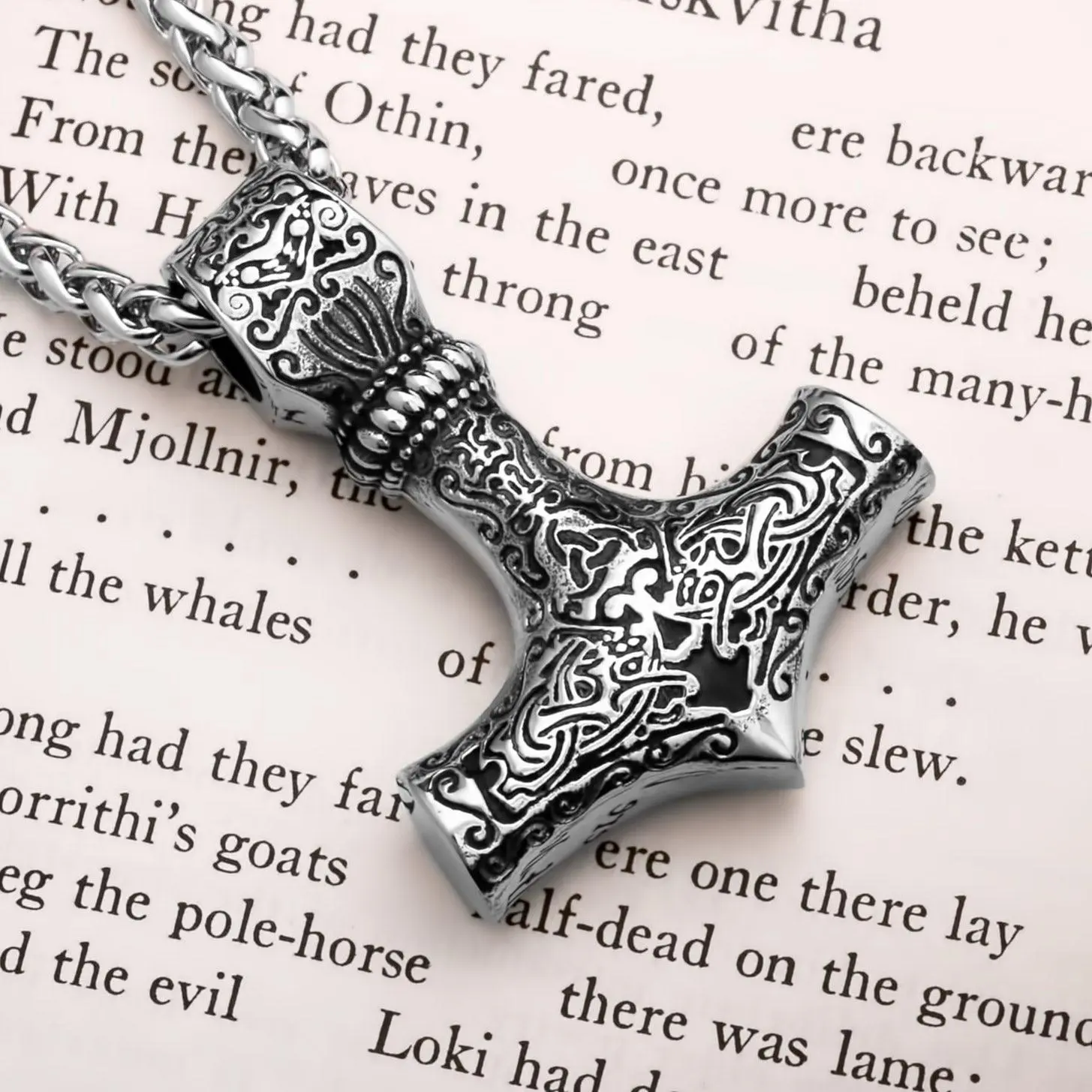 Viking Mjolnir Thor's Hammer Stainless Steel Pendant Necklace