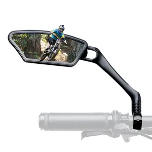 ROCKBROS HD Blast-Resistant Bike Mirror Adjustable Handlebar Mount 21-26mm Clear Secure View Shock-Resistant Mount Easy Installation Durable & Adjustable Convex Lens