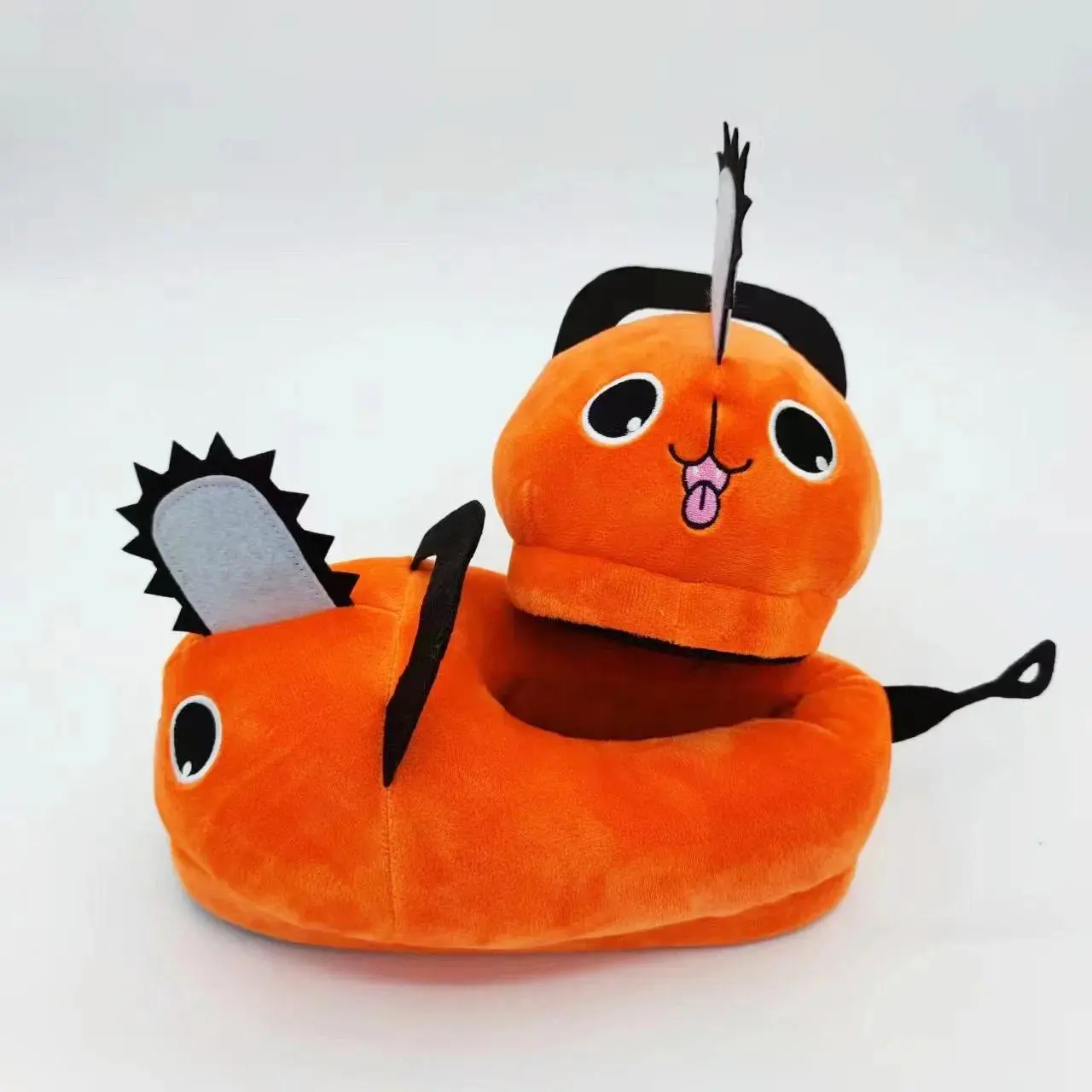Anime Chainsaw Man Pochita House Slipper Winter Shoe Woman Warm Fuzzy Furry Cartoon Children Plush Grip Female Cute Home Slipper