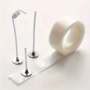200pcs/100pcs Heat-Resistant Dual-Sided Adhesive Candle Wick Stickers, No Residue Transparent Wax Wick Paper, High-Stick Durable Material