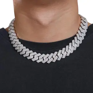 Classic Look High Quality Necklace 16mm Rhombus Cuban Link Chain Hip Hop Street Trend Ornament Necklace Cubanlink Icedout jewelry