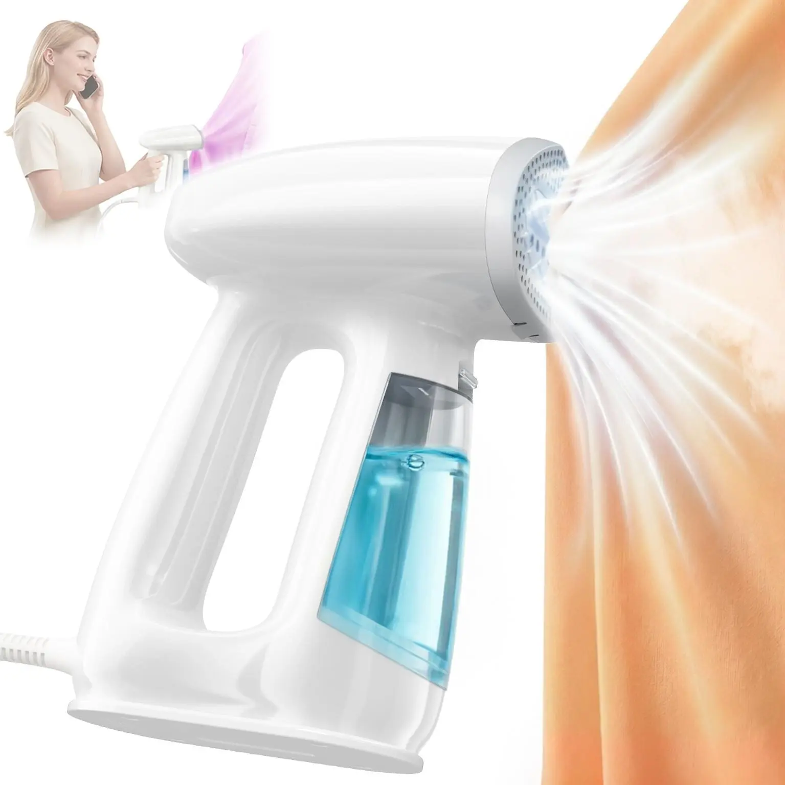 Vacuum Steamer for Clothes, 3000Pa Auto-Grip Suction Handheld Garment Steamer, 1000W Portable Travel Steam Iron with 20S Fast Heat & Dual Modes, No Ironing Board Required for Home & Business