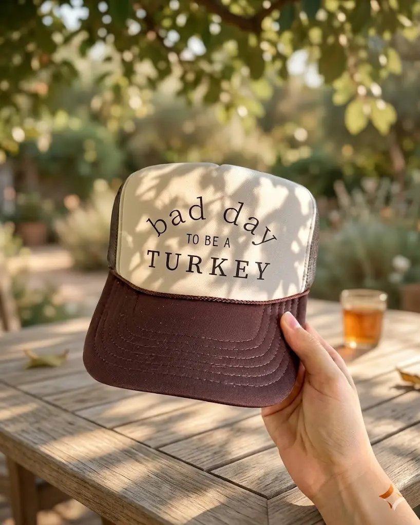 Bad Day To Be A Turkey Trucker Hat - Funny Thanksgiving-Inspired Cap with Minimalist Text Design for Casual Wear and Holiday Gatherings