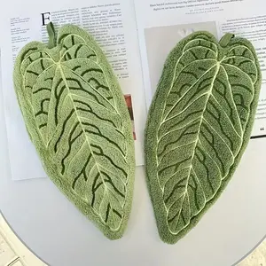 Tropical Plant Leaf Hand Towels, Soft Absorbent Quick-Dry Kitchen Hanging Towels, Realistic Design Bathroom Hand Towels, Ideal Home Goods, Bathroom Accessory