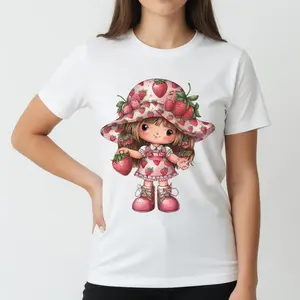 Strawberry Graphic Pattern Women's T-Shirt - Sweet Vibe Strawberry Themed Top - Cute Fruit Aesthetic Apparel - Summer Casual Style Graphic Tee - Plus Size Friendly Strawberry Shirt - Trendy Cottagecore Fruit Graphic Shirt