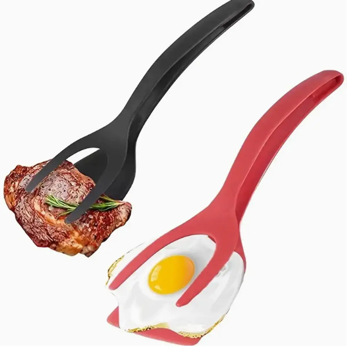 2 in 1 Oil Filter Spatula Tongs, 1 Count Non-stick Egg Fish Steak Bread Meat Spatula Tongs, Kitchen Cooking Utensils for Frying Baking