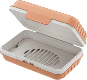 Bar Soap Holder Dish 1 Pack for Shower, Travel Soap Case with Lid for Gym, Camping Essentials, Hiking, Travel Size Toiletries, Portable, Leakproof, Orange