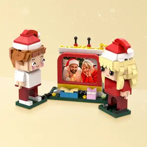 JollyJubilant Sweet Couple Gift Full Body Customizable Square Face 2 People with Specific Scene My Custom Brickfigure Granules Personalize Building Block Character