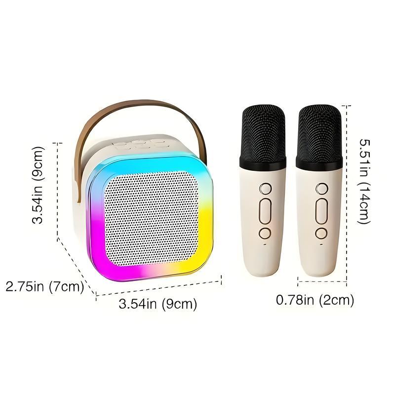 2026 new model Mini Karaoke Machine with 2 Wireless Microphones,-Portable Mini Karaoke Machine with 2 Wireless Microphones, Kids Karaoke Speaker Sound System, Ideal Birthday Gift for Children Ages 4-12, for Family Party, Outdoor & Travel Use