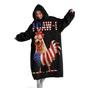 Hooded Blanket, Wearable Blanket, Cartoon Chicken Hooded Blanket, Digital Print Flannel Blanket, Soft Warm Blanket, Soft Comfy Blanket for Sofa Home Leisure Air Conditioning Nap Office Bed Camping Travel Gift Christmas Valentine's Day