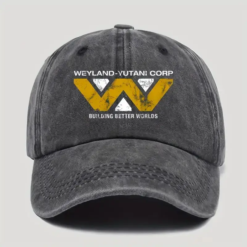 Weyland-Yutani Corp Unisex Classic Cotton Baseball Cap - Lightweight Plain Single-Layer Washed Denim, Sturdy, Sporty Chic, All-Season, Hat Style, Sweat-Absorbing, Breathable Holes Keep Heat Away, Metal Buckle Fit, Easy Go-To Cap for Daily Outings