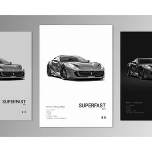 BridgeMusic Ferrariii 812 Superfast Poster Print | Wall Art | Car Photography | Poster No Frame.