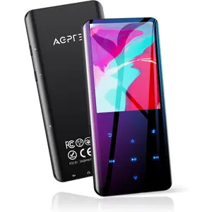 32GB MP3 Player with  5.3, A19X 2.4" Curved Screen Portable  Player with Speaker Lossless Sound with FM Radio, Voice Recorder, Supports up to 128GB, Black