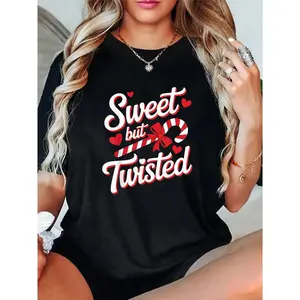 100% Cotton Unisex Sweet but Twisted Candy Cane Christmas Outfit for Women T-Shirt - Shine Bright Like A Star T-Shirt – Soft Touch, Unisex Fit