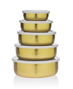 Godinger  Hammered Storage Bowl Set, Gold - Set of 5