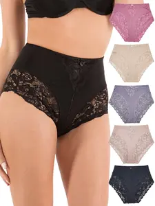 Light Control Full Coverage Briefs Panties (5 Pack) Sexy Fabric Floral Lace Womenswear