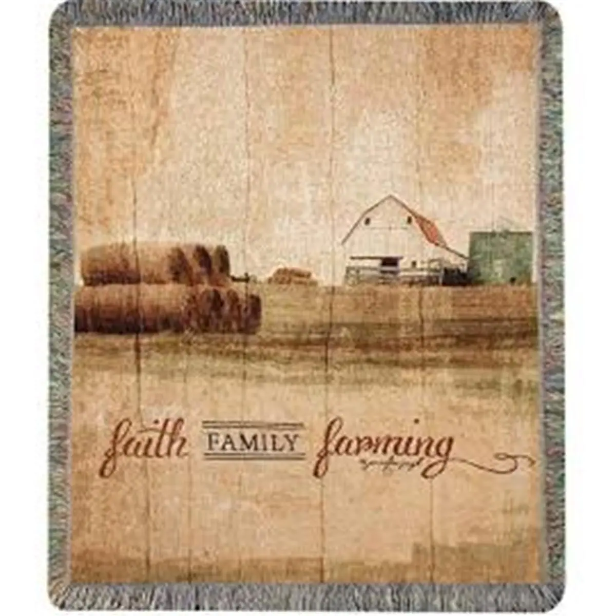 Manual Woodworkers & Weavers ATFFFR 50x60 in. Faith Family Farming Tapestry Throw, Home Tapestry for Room Decor