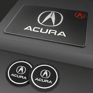 1/2/3/4PCS Rubber Car Coaster Anti-Slip Water Cup Slot Pad Anti-slip mat For Acura TSX RSX MDX RLX RDX Integra CDX TLX-L NSX ILX TLX ZDX TL RL