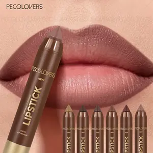 6pcs/set Nude Brown Tube Lipstick, High Color Profile, Matte Finish, Thin and Non-Sticky, Lipline Lipstick, Ideal Halloween Christmas Gift, Cosmetic