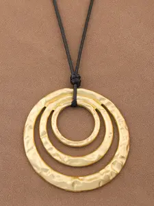 1pc Fashionable Large Hollow Round Circle Simple Pendant On Wax Rope Necklace Suitable For Women's Daily Wear