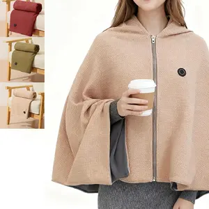 Portable Heated Blanket Shawl, Portable Heated Shawl, 2025 New USB Zipper Electric Heated Blanket Shawl, Cordless Design, 15s Fast Heating(Excluding power banks)