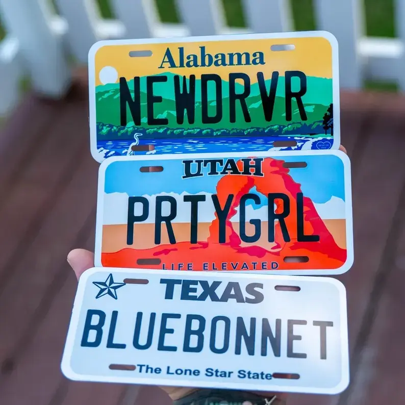 Mini License Plate Custom All 50 States, Car, Motorcycle, Golf Cart, Power Wheels | Personalized Gift - Name Tag, 3x6 in & 6x12 in Sizes for Trucks, Motorbikes, Trailers, Scooters, Kid Cars, Bicycle