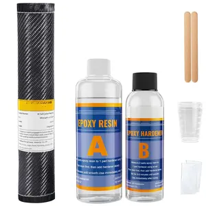5FT Carbon Fiber Repair Kit, 12" Carbon Fiber Cloth Roll, 8OZ Epoxy  4OZ Hardener, DIY Carbon Fiber Fabric Sheet Fibra de Carbono para Carro