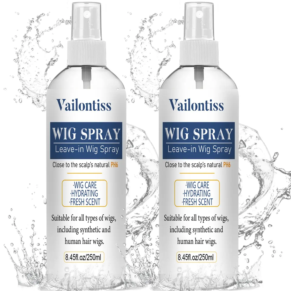 Synthetic Wig Leave-in Conditioner Spray, Haircare, Cleans & Extends Wig Lifespan, pH 6, Gentle, with Coconut Oil, Hydrating, Easy to Comb, Soft, Smooth & Refreshing, Scent | 8.45 fl.oz