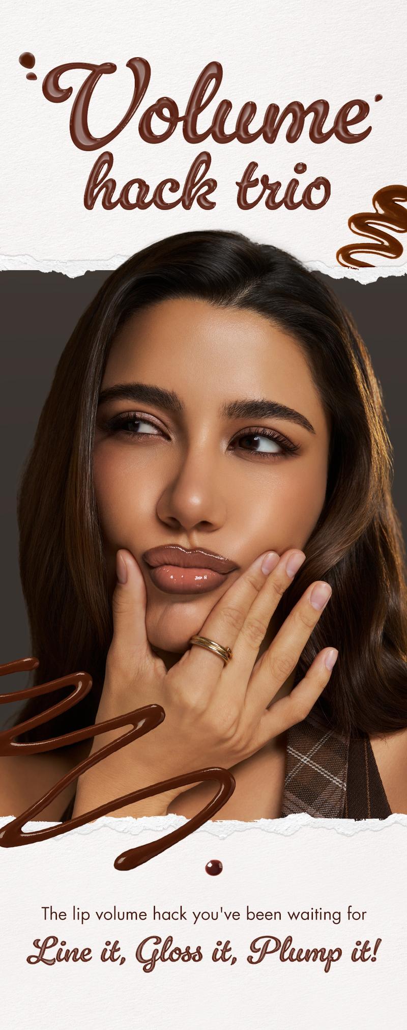 [rom&nd Official Shop] rom&nd LIP VOLUME HACK TRIO (3 Shades, Lip Mate Pencil 0.5g & Melting Balm 3.5g & Color Gloss 4g)