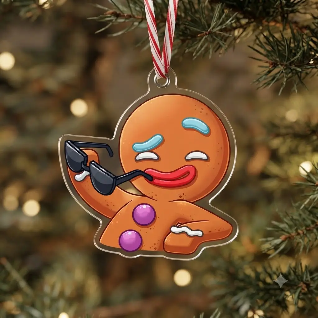 Cool Gingerbread Man Ornament, Funny Holiday Decor, Sarcastic Christmas Tree Ornament