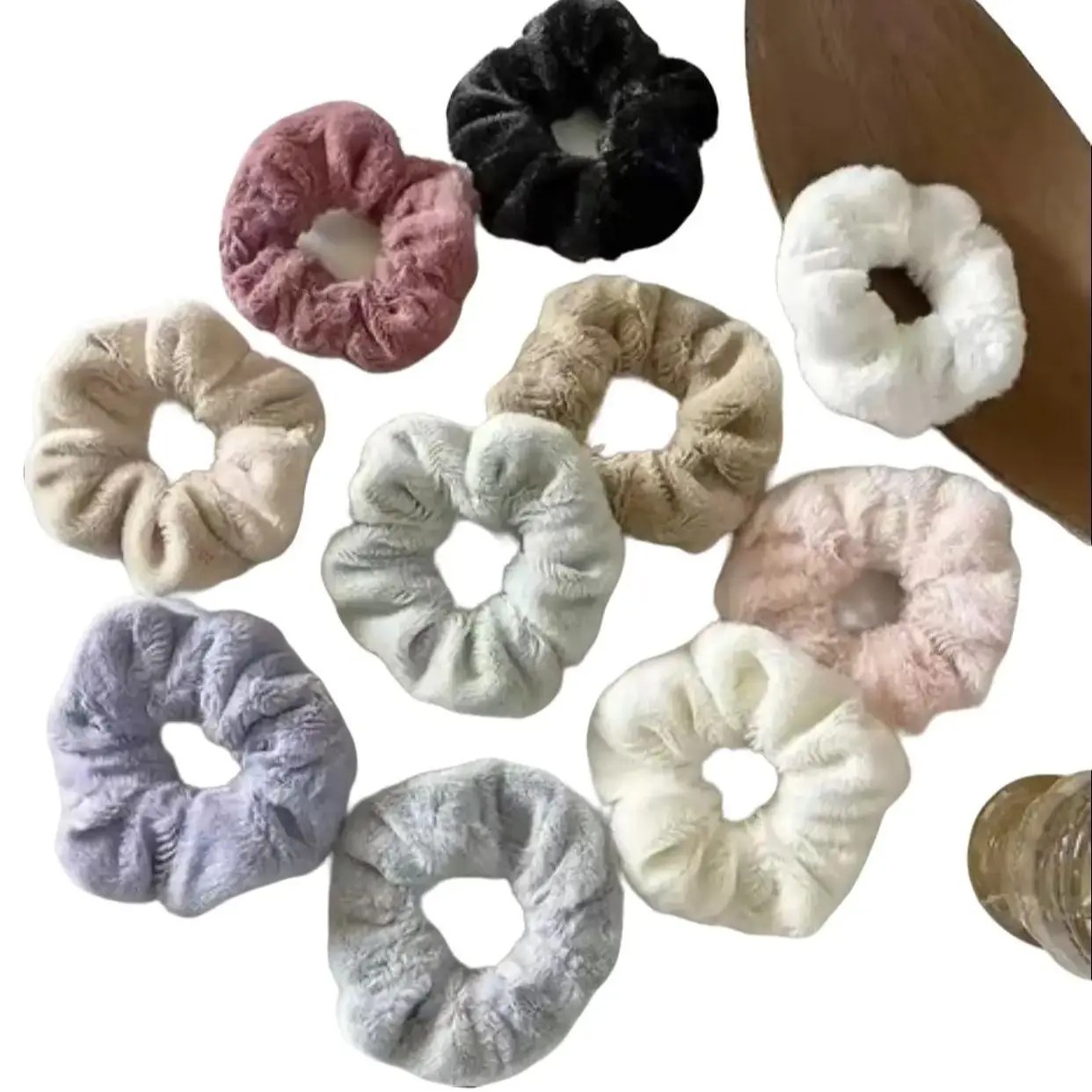 Women's Soft Fabric Furry Fluffy Elastic Band Scrunchies Bulk Set - 10 Colorful Hair Ties (Random Colors), Everyday Hair Styling Accessories, Thoughtful Gift Included, 10 Random Colors, Accessories For Women, Hair Accessories