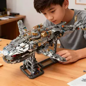 Steampunk Mechanical Whale Building Blocks 1386S – Moving Gear Ocean Model Kit | DIY Kinetic Sculpture Desk Decor, Fast US Shipping