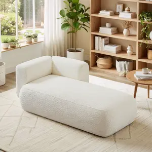 Upholstered Chaise Lounge Indoor for Living Room Bedroom Office Chaise Lounge Sofa, Boucle Fabric Modern Leisure Sofa Recliner Chair Sleeper Indoor (Boucle Cream)