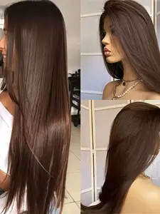 Chocolate Straight Lace Front Synthetic Wig, All Seasons Hair Accessory, No Ca Prop 65 Re/ca, Perfect for Daily Wear