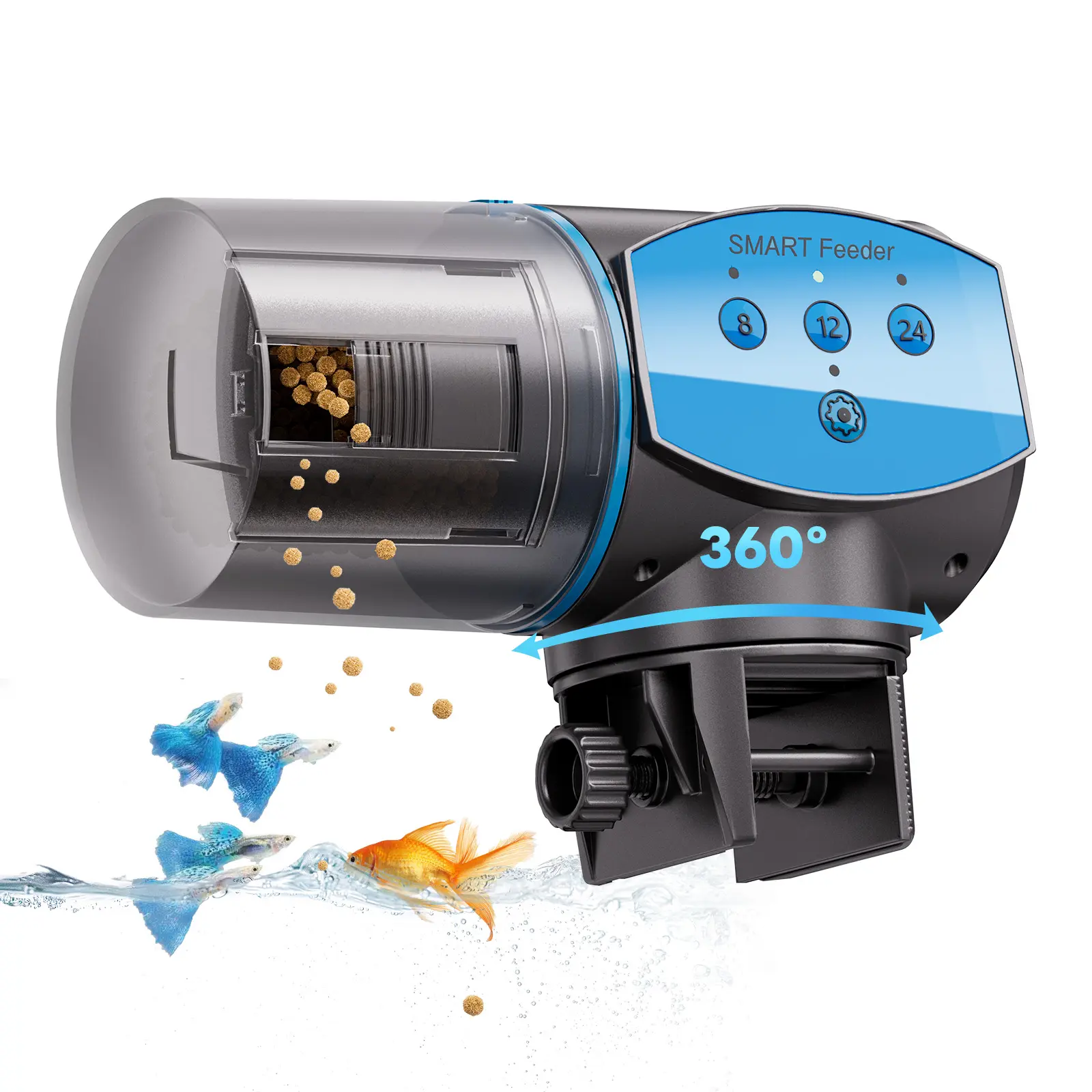 Automatic Aquarium Fish Feeder - 200ML Large Capacity Programmable Timer Auto Food Dispenser for Small/Large Fish Tanks, Betta/Turtle Tanks