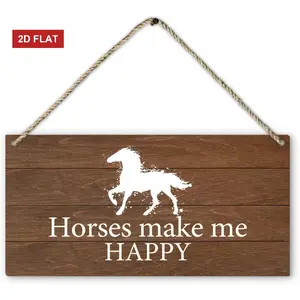 Horses Make Me Happy Sign Wood Plaque Sign Hanging Door Wall Decor, Gifts for Horse Lovers women girls, Horse Decor for Girls Room, horse decor for home 3.93x7.87inch, Vintage Plaque Decor, Home Décor Accents