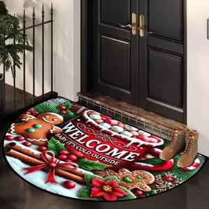 Christmas themed doormat, featuring cookie man and letter patterns, for indoor and outdoor decoration, machine washable and easy-to-fold imitation cashmere material, perfect for Christmas gifts and Christmas decorations, Decorative rug mat