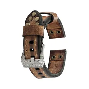 Rugged Vintage Look-Handmade Leather Watch Band/Strap 24mm Width