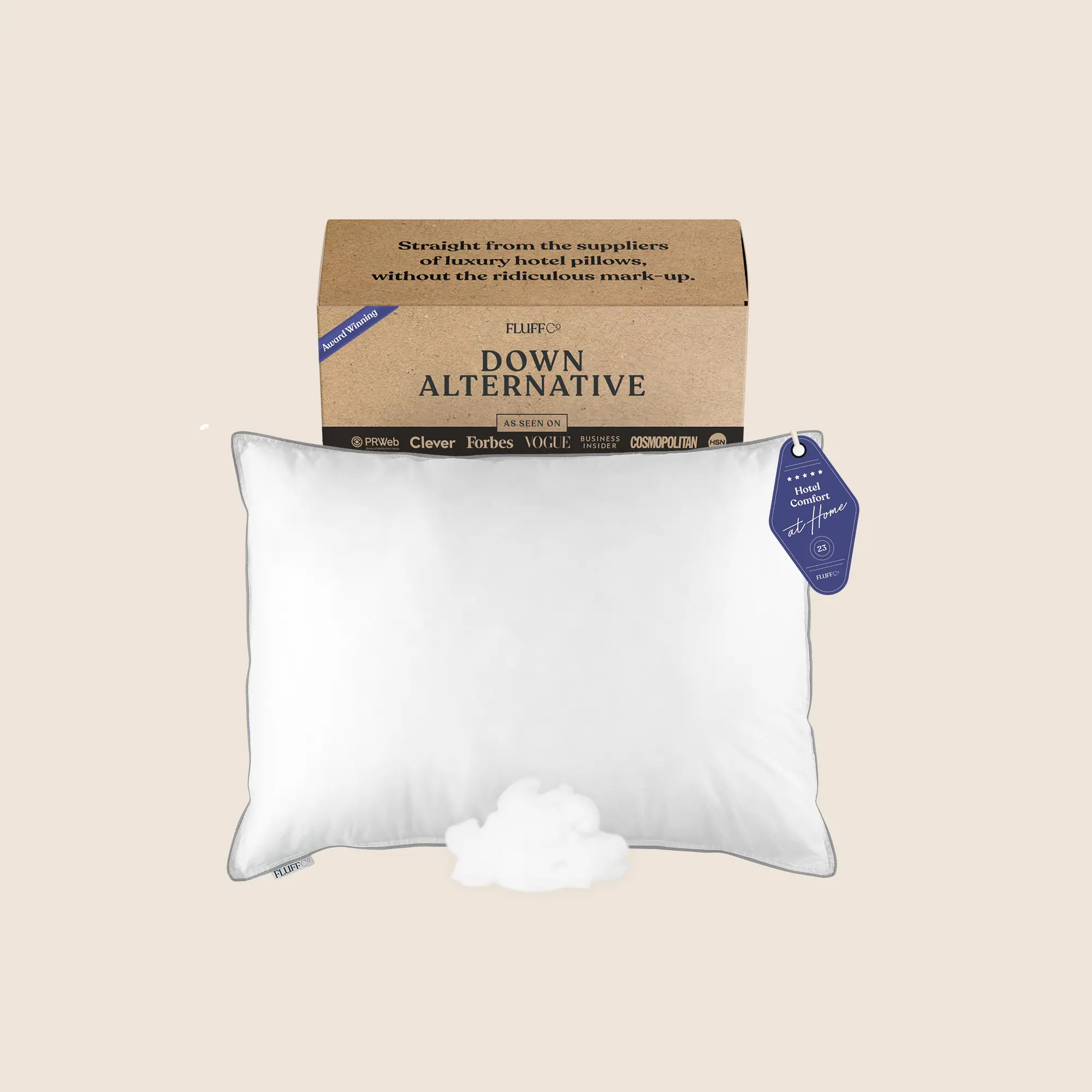 Down Alternative Pillow – Hotel Quality Bed Pillow, Soft/Plush Support, 100% Cotton 300TC Cover, Vegan Microfiber Fill, Washable