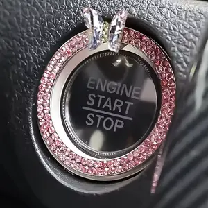 Car One-Button Start Key Crystal Decorative Sticker, Inner Diameter 29mm Decoration Ring, Ignition Button Cover, DIY Car Accessories, Car Interior Decor