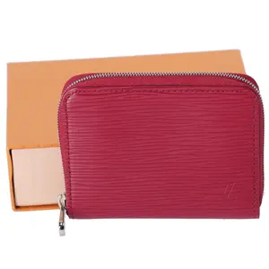 Pre-owned Louis Vuitton Leather Small Leather Goods Card Wallet Pink Solid M60383 Fuchsia Epi Leather