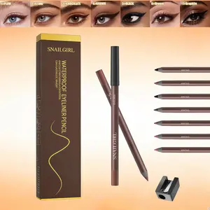 Snailgirl Gentle Waterproof Gel Eyeliner Pencil with Sharpener, 1.5mm Precision Tip, Long-Lasting Smudge-Proof All-Day Wear, 7 Eye-Color Enhancing Shades, Cosmetic Makeup Product