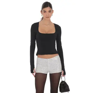 Sequin Mini Shorts in Silver