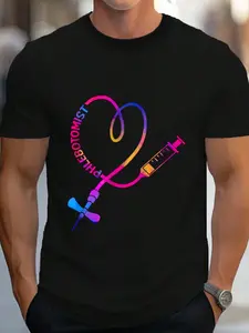 100% Cotton Tie Dye Phlebotomy Technician Phlebotomist Blood Nurse Heart T-Shirt Women's Men's Graphic Tee Crew Neck summer vacation Tops
