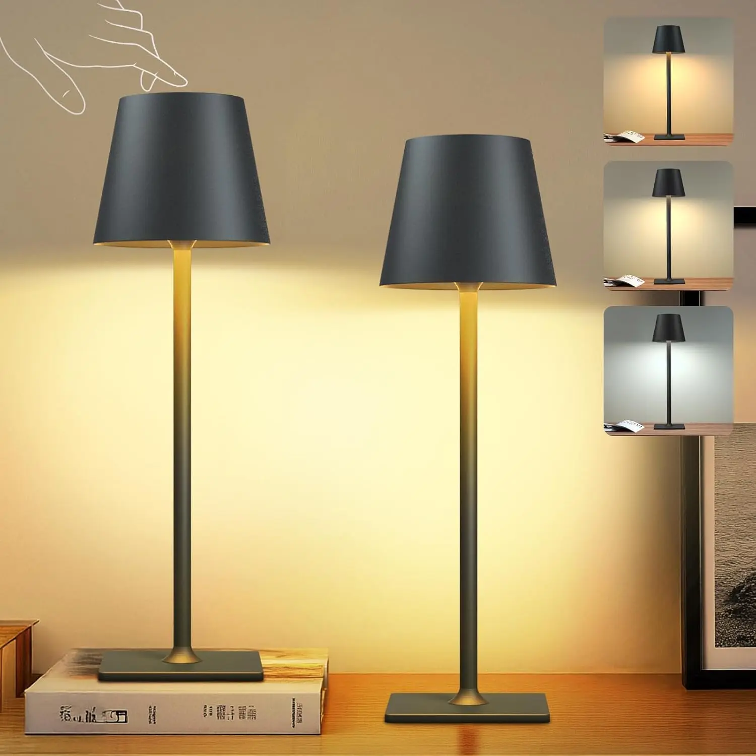 [Summer Finds] 2 Pack Rechargeable Table Lamp - Cordless LED Lamp with 6000mAh Battery Operated LED Desk Lamp, Portable Table Light Outdoor for Dinner Patio Restaurant Bar Bedroom Coffee Shop Night Light,Father's Day Gift campingessentials
