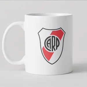River Argentina Soccer Club Ceramic Coffee Mug, White with Red and Black Team Logo, 11oz Fan Collectible Cup for Hot Beverages