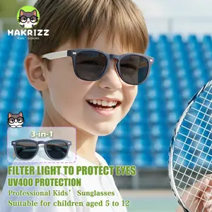 MAKRIZZ Kids Polarized Sunglasses, Flexible TPEE Unbreakable Frame, UV400 Anti-Slip Shades for Boys Girls Age 5-12