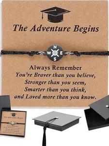 Graduation Bracelet Gift for High School and University Students, Adjustable Wristband for Teens, Landscape Print, Stainless Steel Chain，Comes with Elegant Gift Box