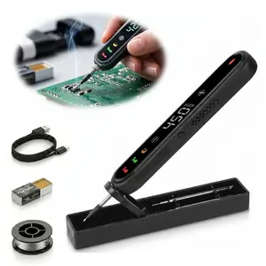 【Father's Day Gift】Portable Cordless Soldering Iron Kit, 8s Fast Heat-Up, 1400mAh Type-C Rechargeable, Adjustable Temp 180~450℃, 3 Replaceable Tips, Wireless Solder Pen for Electronics & DIY Repair