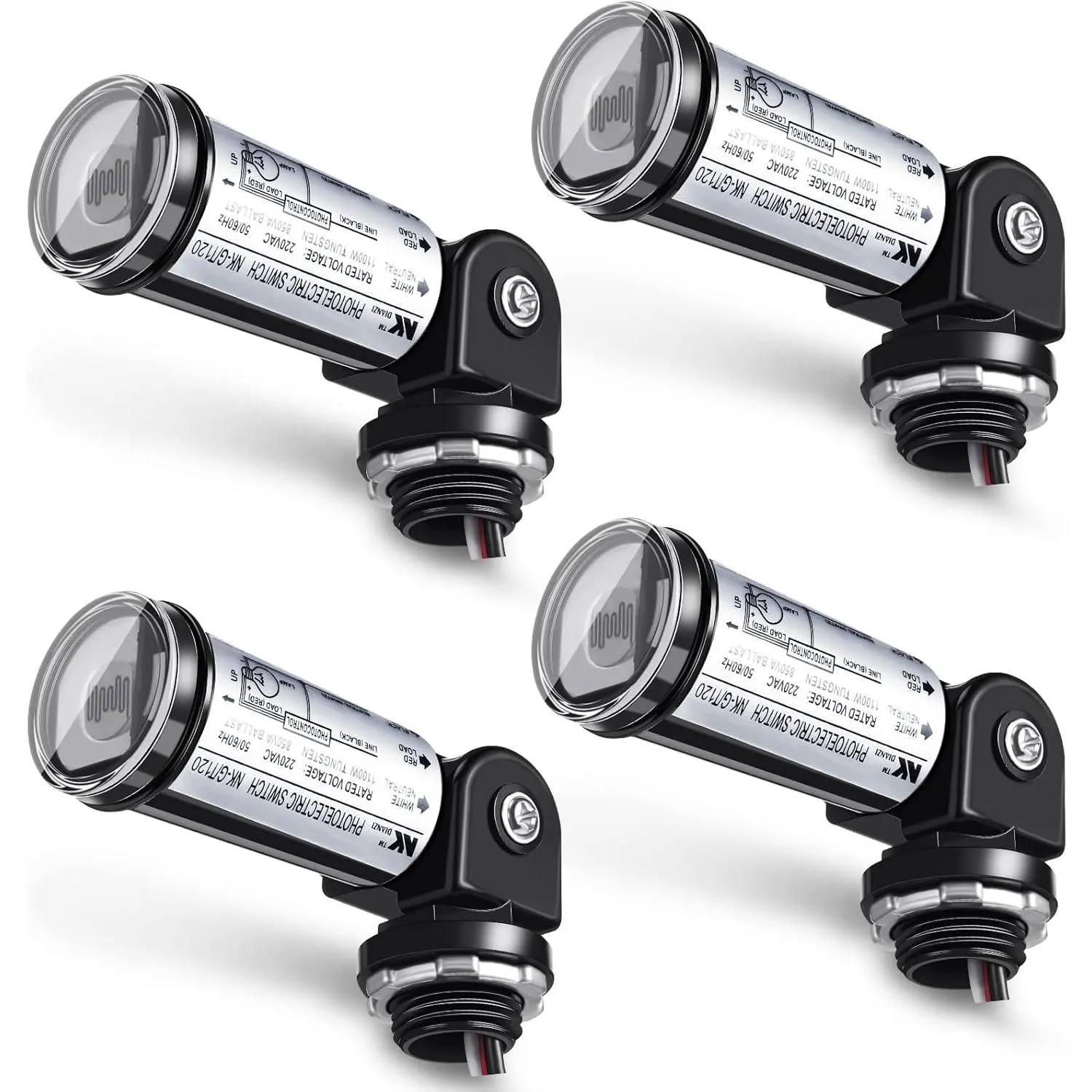 4-Pack /Day Night Sensor Photoelectric  120v  Photocell Sensor for Outdoor Lighting Swivel Mount Conduit Lighting Control for Wall Porch Light